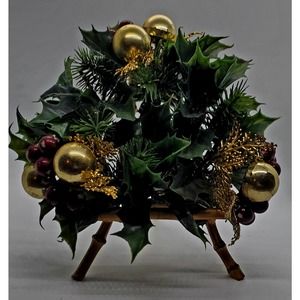 Vintage Christmas Plastic Candle Ring Unmarked Holly Berries